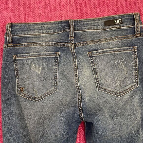 Kut From The Kloth Donna Ankle Skinny Distressed Jeans Blue Size 6 - Picture 5 of 9